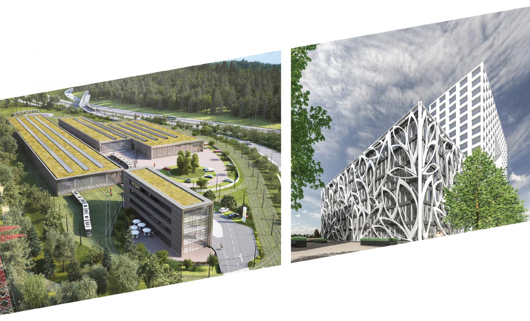 1 CENTRE DE REMISAGE ET DE MAINTENANCE « TRAMSSCHAPP » A LUXEMBOURG-KIRCHBERG Maître d’ouvrage : GIE Luxtram | Architecte : Werkgemeinschaft Karlsruhe IMMEUBLE A BUREAUX AU BAN DE GASPERICH Maître d’ouvrage : Extensa c/o Grossfeld PAP | Architecte : Valentiny hvp