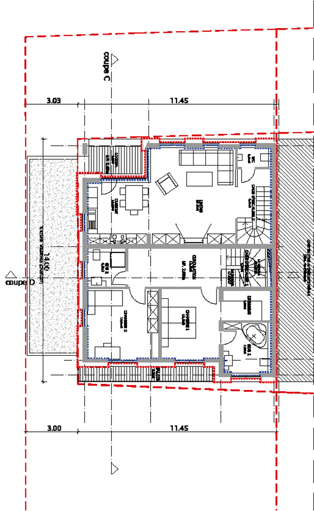 1 Mondorf, rte. d‘Ellange, maison avec logement integré (en construction en 2025)
a) vues en plan: rez-de-chaussée + 1er étage
b) facade jardin
c) situation 2025 (en construction) public://import2026/images/PLAN1_leufen-thomas-ap-1859_construction-d-une-maison-mondorf_opt.jpg